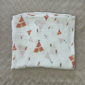 Babebay Teepee Baby Swaddle Blanket Arrows Feathers White Bamboo Cotton Blend